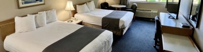 Hotel room with two queen beds